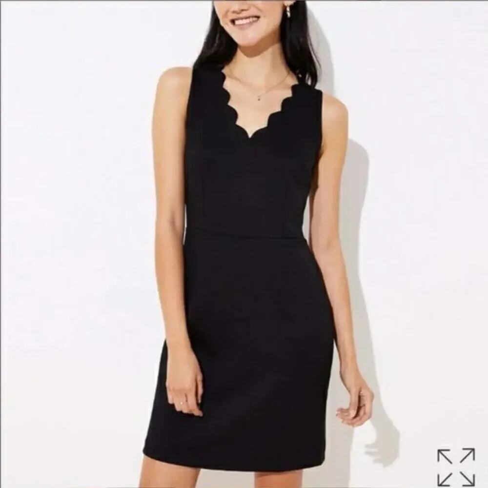 LOFT Black Sweetheart Sheath Midi Dress